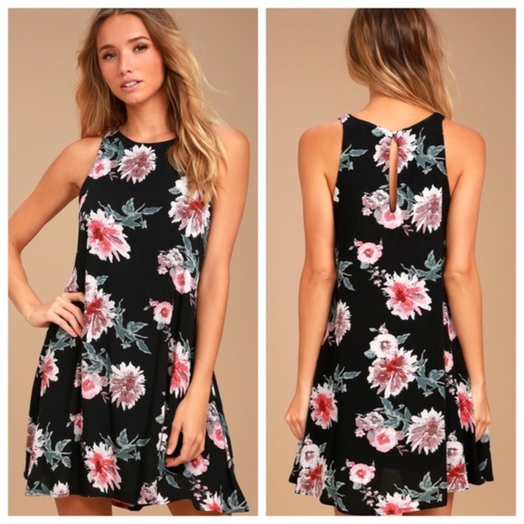 Lulus Dresses & Skirts - Lulu’s Black Floral Swing Dress L